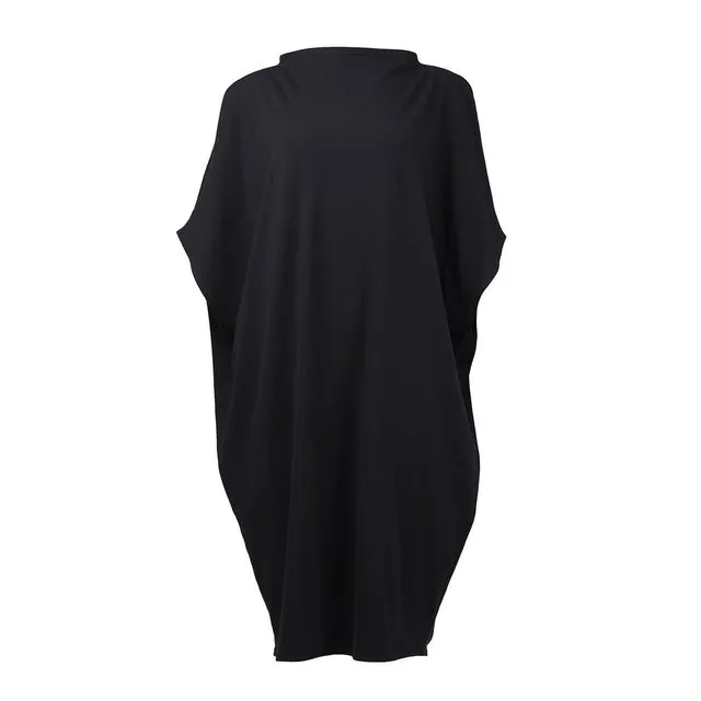 Hexagon Organic Cotton T-Shirt Dress Black