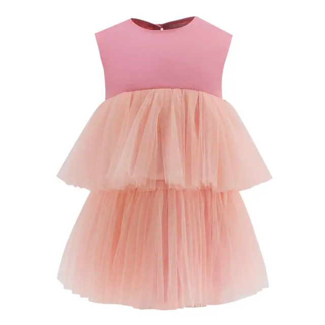Ruffled Mesh Dress in Pink