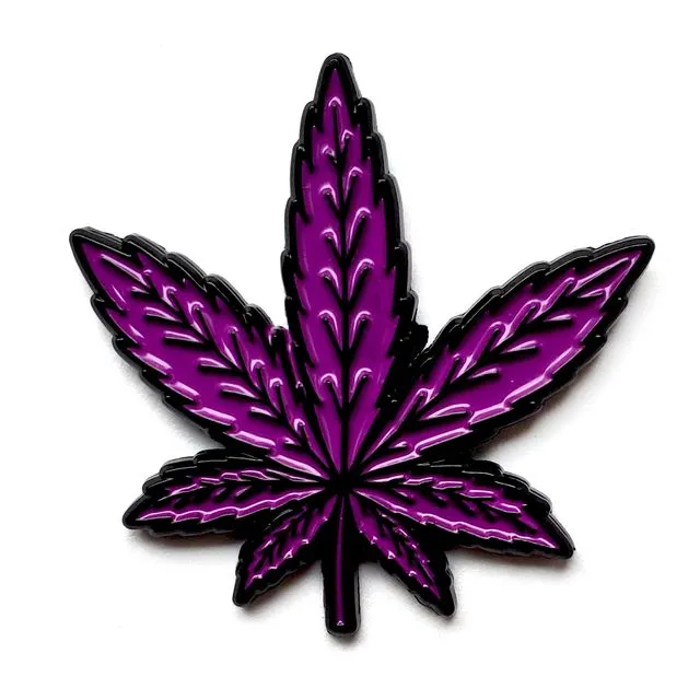 Cannabis Leaf Enamel Pin - Purple/Black