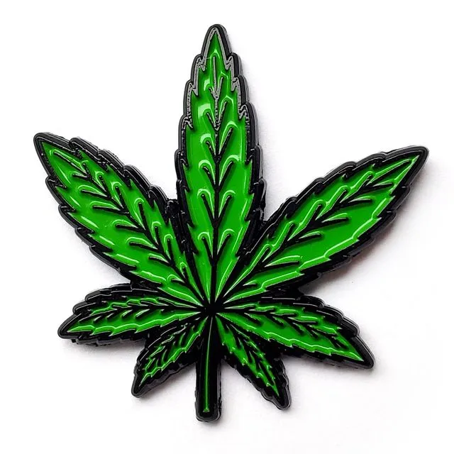 Cannabis Leaf Enamel Pin - Green/Black