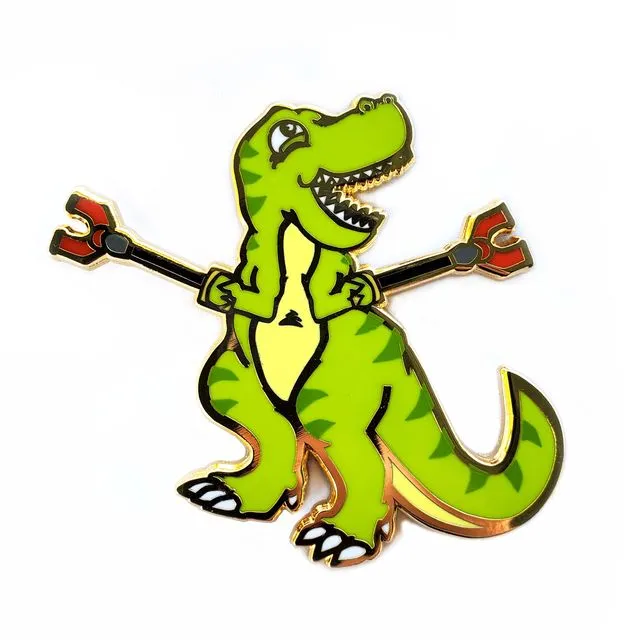 Unstoppable T-Rex Dinosaur Enamel Pin - Green