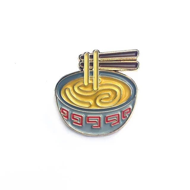 Ramen Noodle Emoji Enamel Pin - Gold Metal