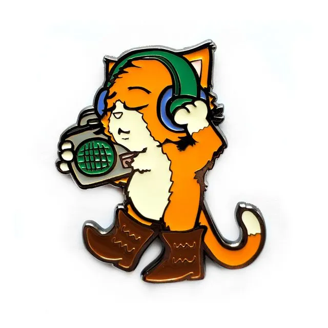 Boots and Cats Enamel Pin - Orange