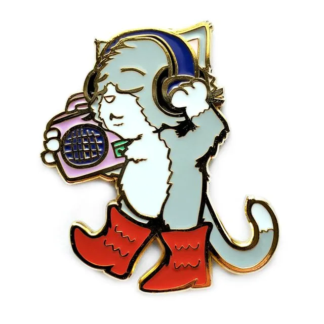 Boots and Cats Enamel Pin - Gray