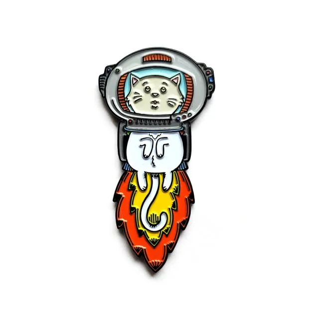 Astronaut Kitty Enamel Pin - White
