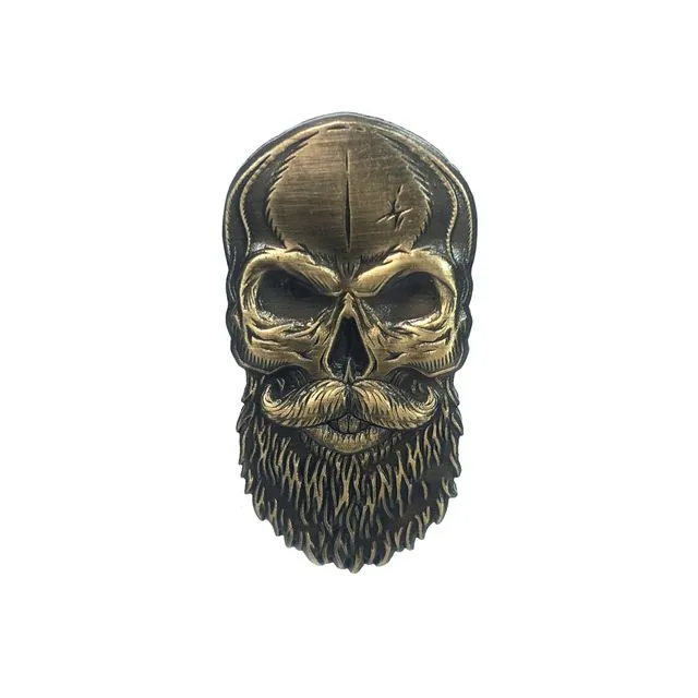 3D Beard Skull Enamel Pin