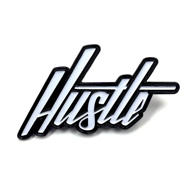 Hustle Enamel Pin - White