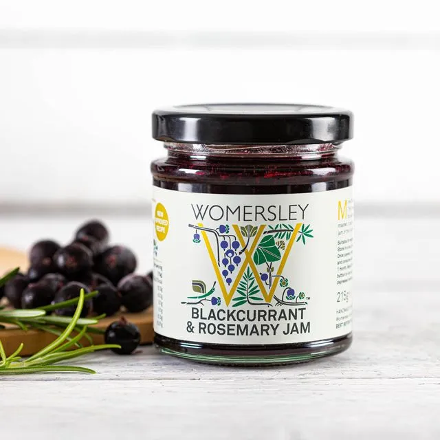 Blackcurrant & Rosemary Jam, Case of 6 x 215g. More Fruit, Less Sugar