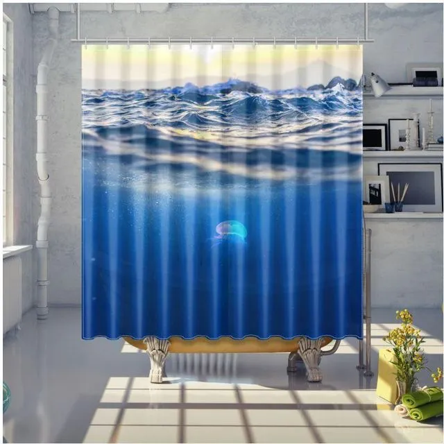 Jellyfish underwater designer shower curtain