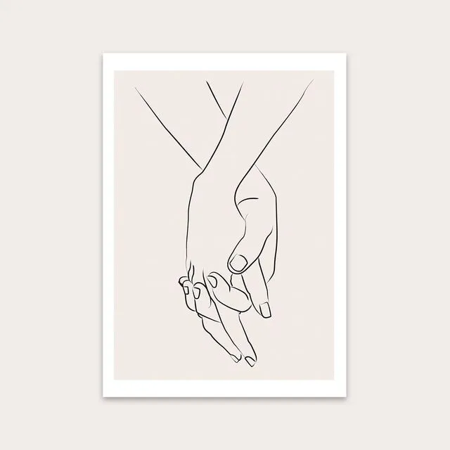 Love 01 Hand Holding Art Print A4 (210mm x 297mm)