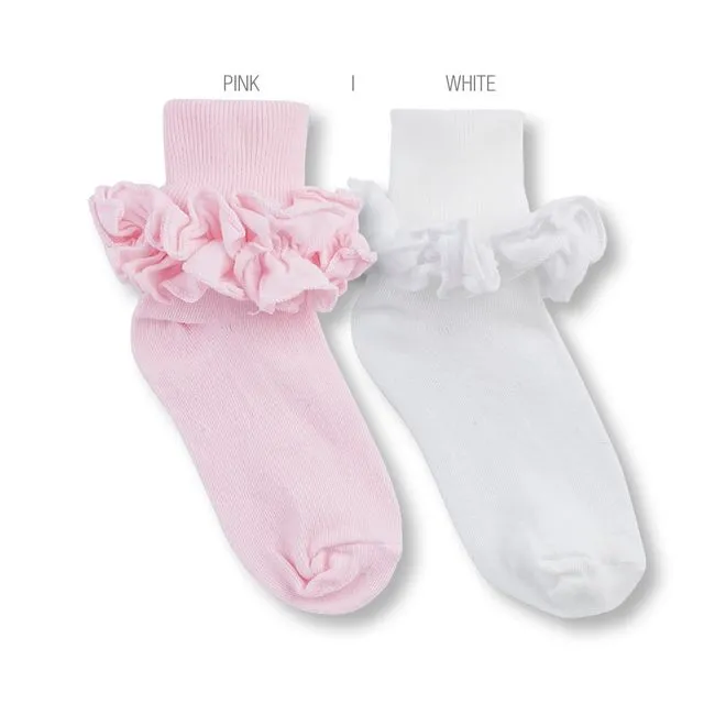 Ruffle Frill socks - White (Each size case of 3)