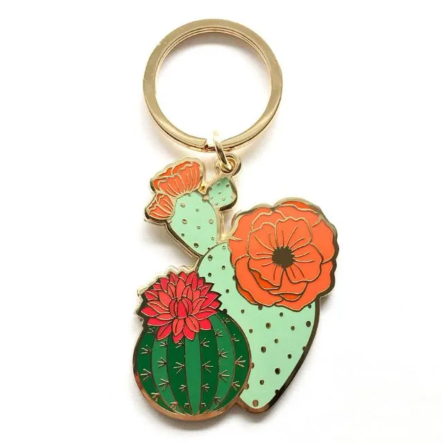 Blooming Cacti Plant Keychain - Pack of