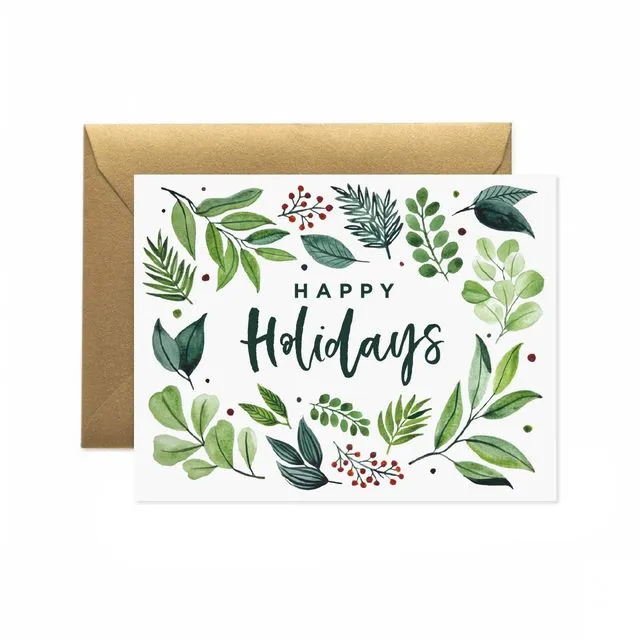Happy Holidays Foliage Greeting Card - Pack of 6