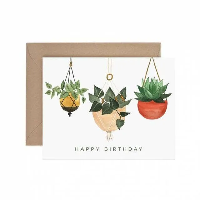 Hanging Planter Happy Birthday Greeting Card - Pack of 6
