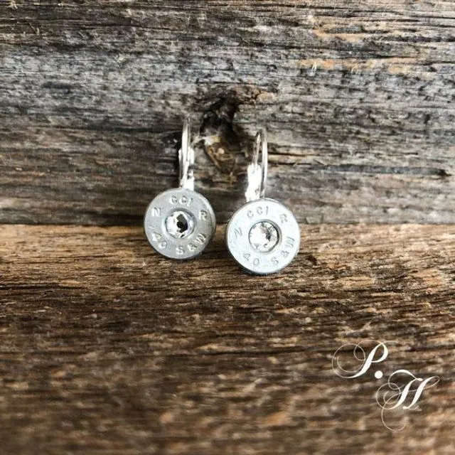'9MM' French Hook Earrings (Silver with CLEAR)