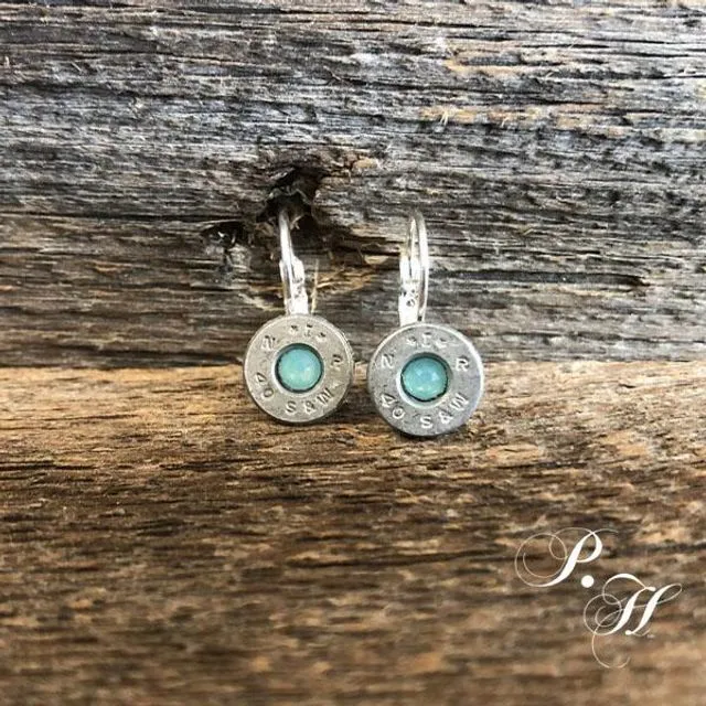 '9MM' French Hook Earrings (Silver with TURQUOISE)