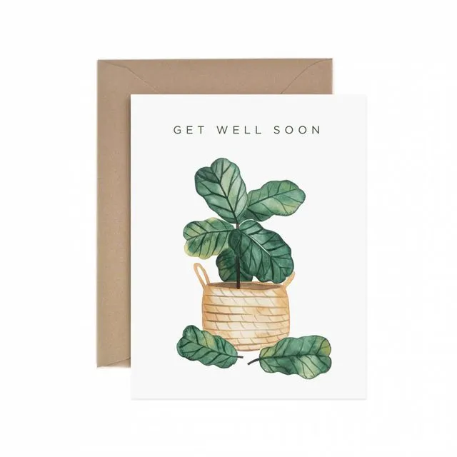 Get Well Soon Fiddle Leaf Fig Greeting Card - Pack of 6