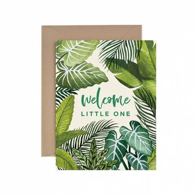 Foliage Welcome Little One Greeting Card - Pack of 6