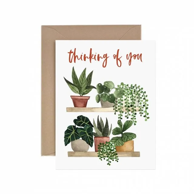 Thinking of You Plant Shelf Greeting Card - Pack of 6