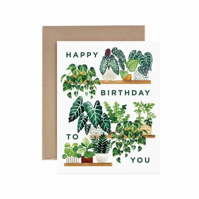 Plant Shelf Happy Birthday Greeting Card - Pack of 6