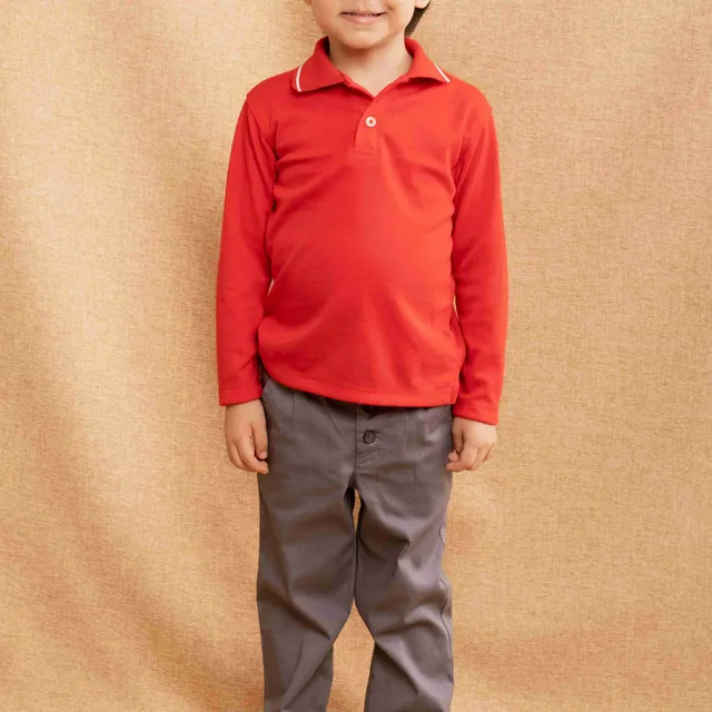 Daniel Red Long Sleeve Polo Shirt