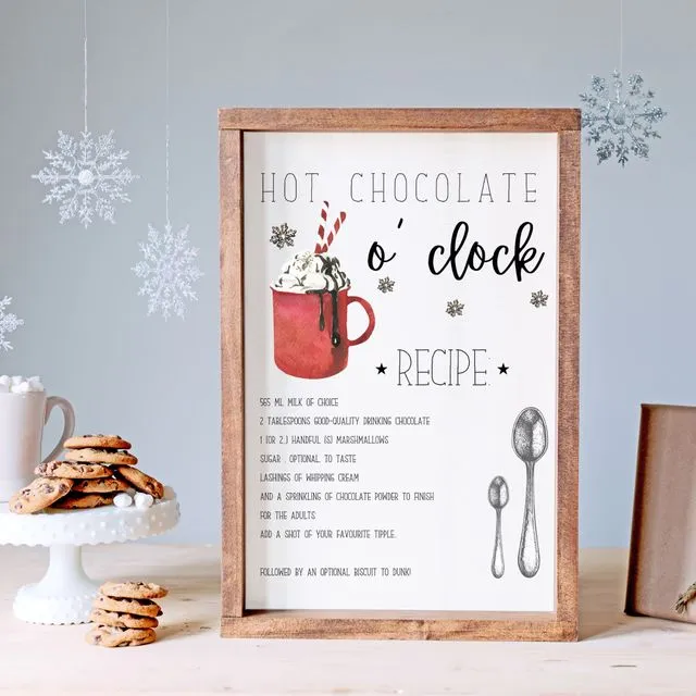 Christmas Hot Chocolate Recipe Print A6