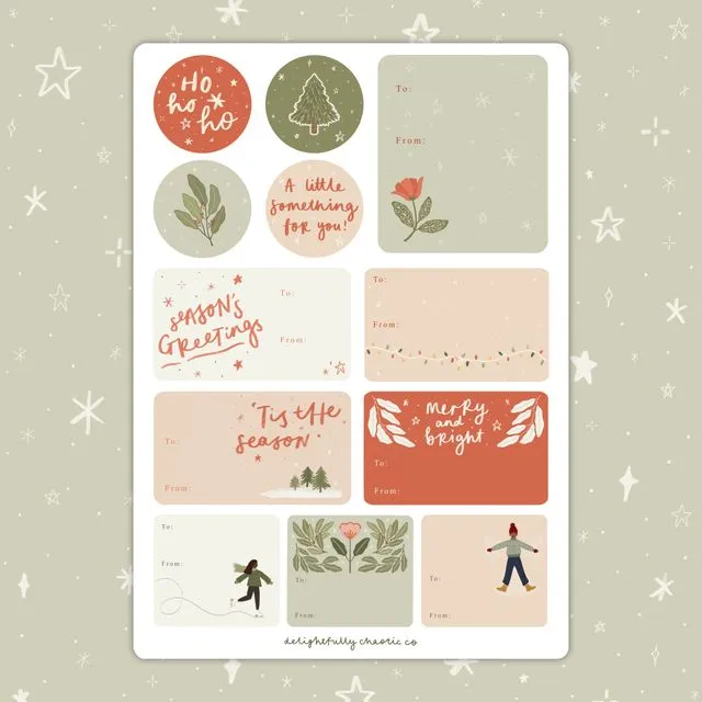 Christmas Gift Tag Sticker Sheet