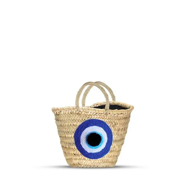 Capri Evil Eye Straw Bag No Lining
