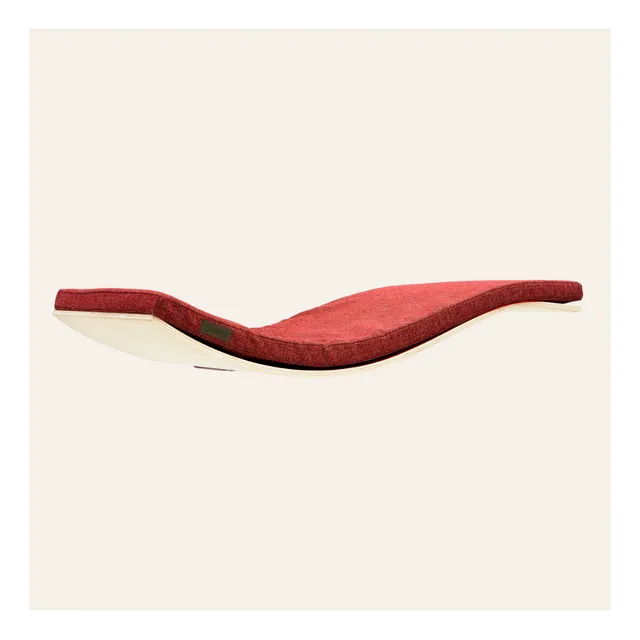 Designer wooden wave cat shelf CHILL DeLUXE | Elegant Red cushion | Maple wood finish