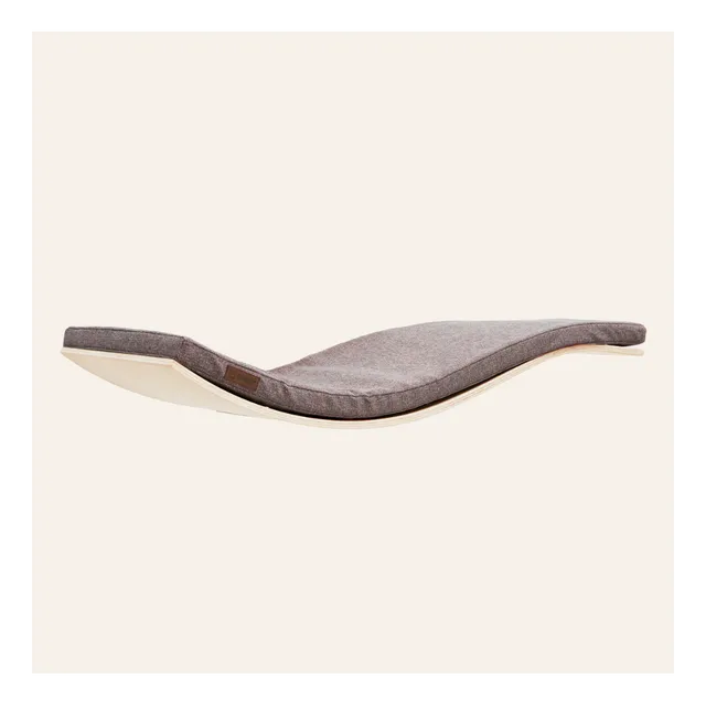 Designer wooden wave cat shelf CHILL DeLUXE | Elegant Rose Grey cushion | Maple wood finish