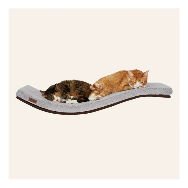 Designer wooden wave cat shelf CHILL DeLUXE | Soft Grey cushion | Wenge wood finish