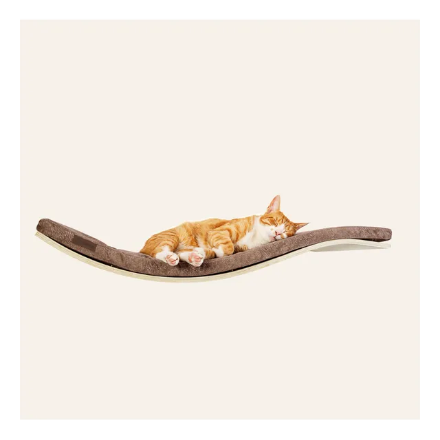 Designer wooden wave cat shelf CHILL DeLUXE | Smooth Light Brown cushion  | Maple wood finish