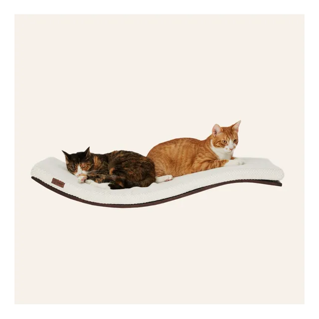 Designer wooden wave cat shelf CHILL DeLUXE | Soft White cushion  | Wenge wood finish