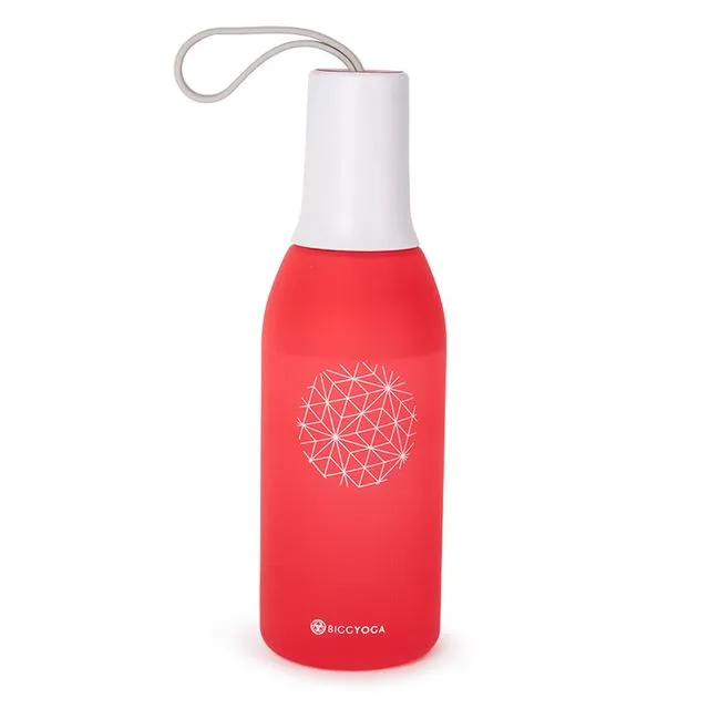 BiggDesign Aura plastic water bottle, BPA Free, cold drinks, Red color,650ml, practical mouthpiece, yoga-inspired