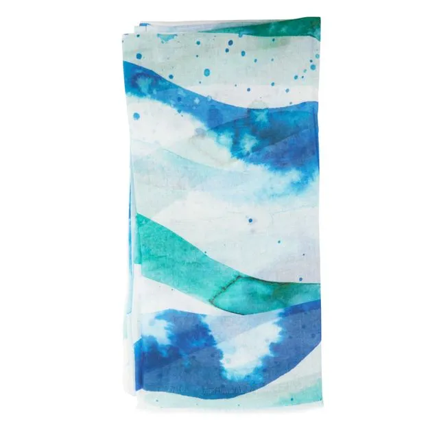 Biggdesign AnemosS Wave Shawl, Cotton Fabric, Ethnic Pattern, 90x170 cm, Blue Color