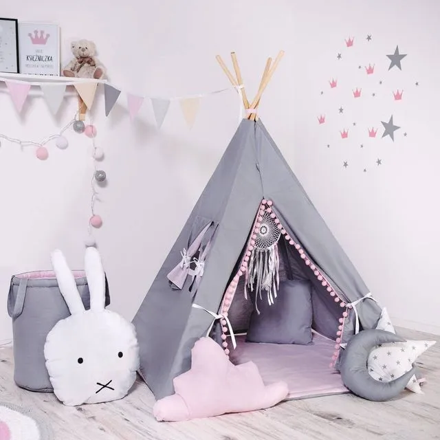 Child's Teepee Set Bubbles Teepee, floor mat, two pillows, basket