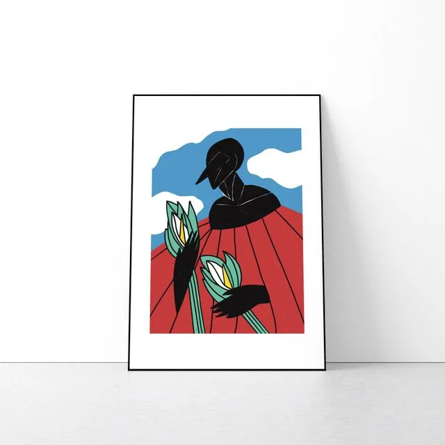 Black girl with lilies Fine Art Print