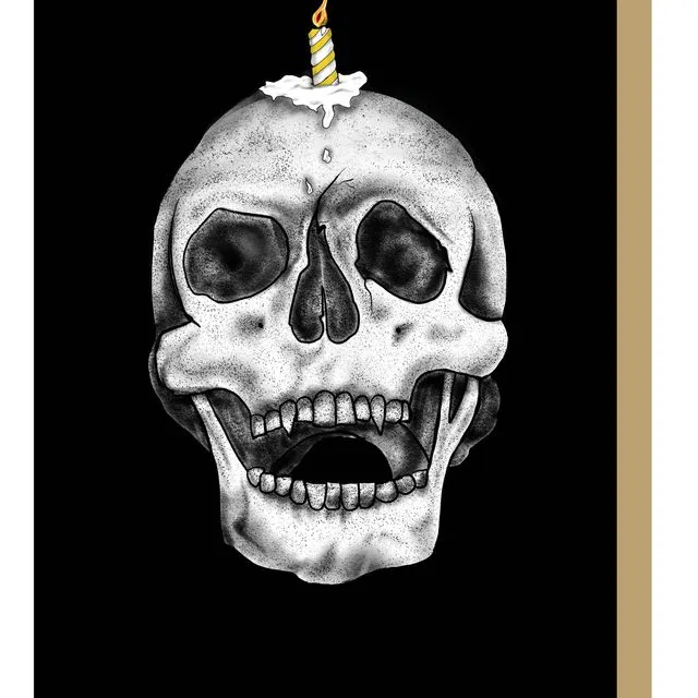 Skull With Candle Gothic Birthday Card