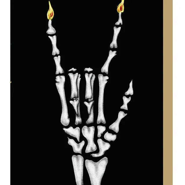 Black Skeleton Rock Hand Gothic Card