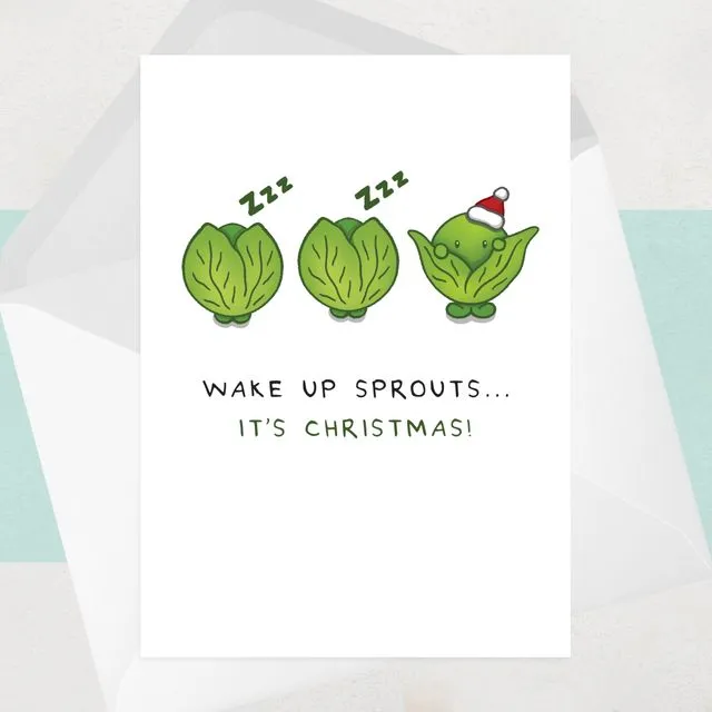 Wake Up Sprouts Christmas Card