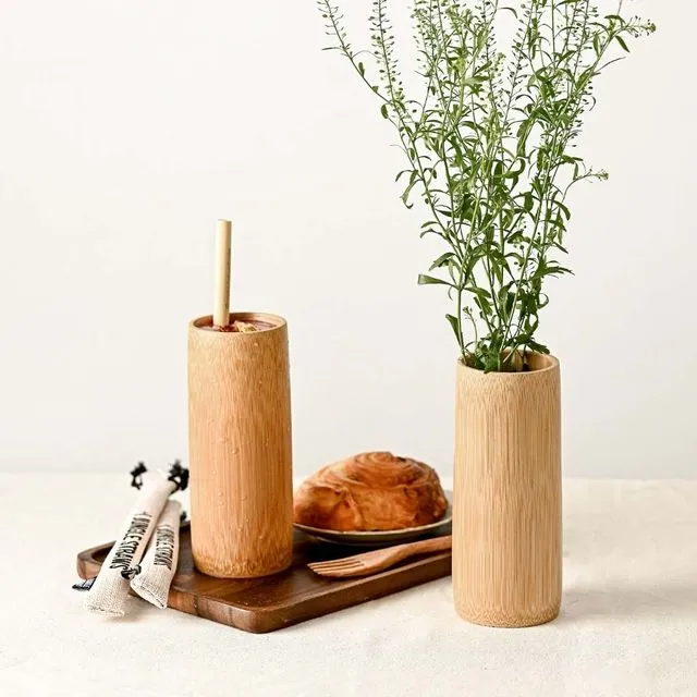 Bamboo Cup - Plastic-free 18cm Tall Bamboo Cups (500ml capacity)