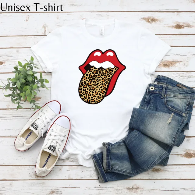 White Rolling Stones Leopard Tongue Tee
