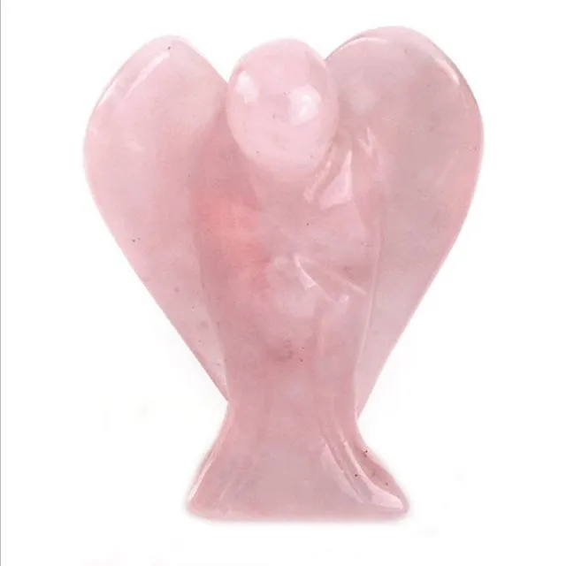 CrystalTears Natural Rose Quartz Crystal Pocket Guardian Angel, 1.5" Reiki Healing Gift for Christmas