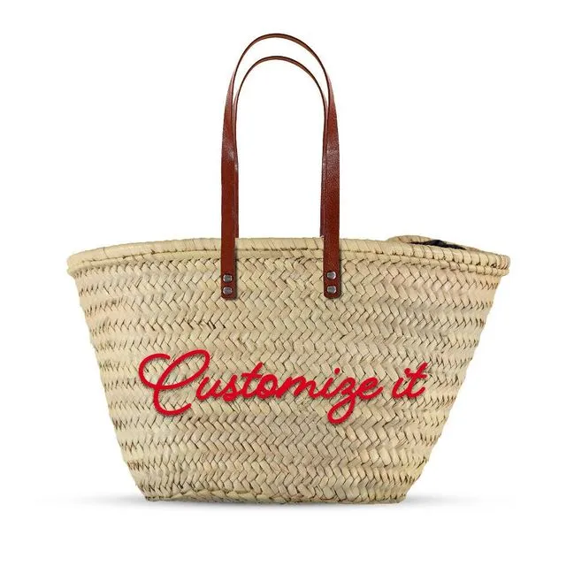 Personalized Large Beach Basket-Market tote - beach tote Red