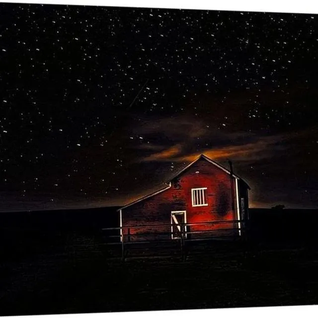 Red Barn At Midnight Canvas Print