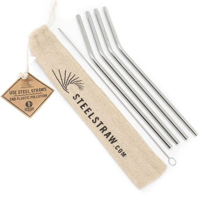 Curved Metal Straw Gift Set