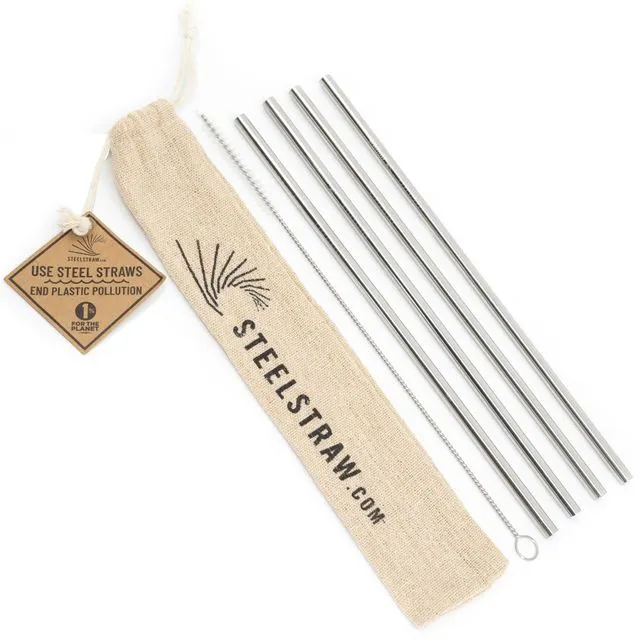 Straight Metal Straw Gift Set