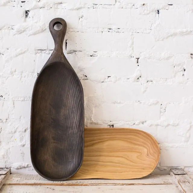 'SHE Design' large oak oblong plate with handle