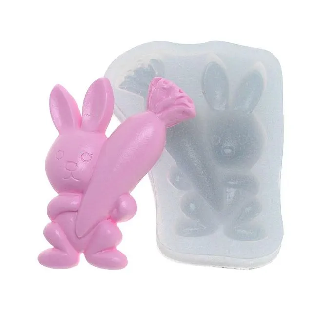 Easter Bunny with Big Carrot Silicone Mold