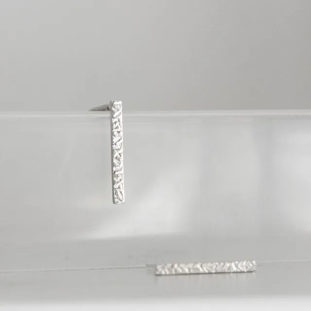 Sterling Silver Textured Bar Stud